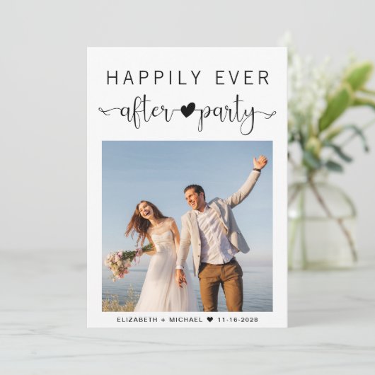 Moderne foto bruiloftsreceptie kaart (Staand voorkant)
