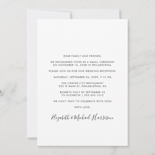 Moderne foto bruiloftsreceptie kaart (Achterkant)