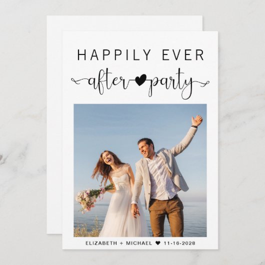 Moderne foto bruiloftsreceptie kaart (Voorkant / Achterkant)