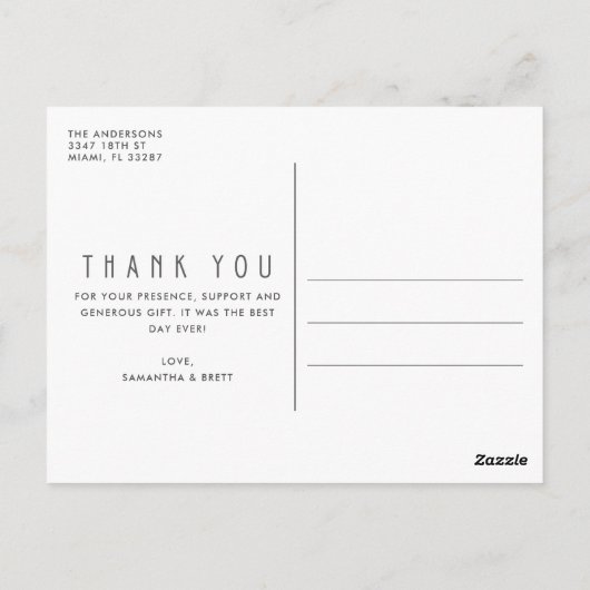 Moderne foto budget bruiloft Dank u Briefkaart (Achterkant)