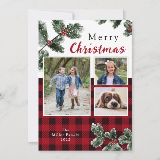 Moderne foto-buffel kerstkaart (Voorkant)