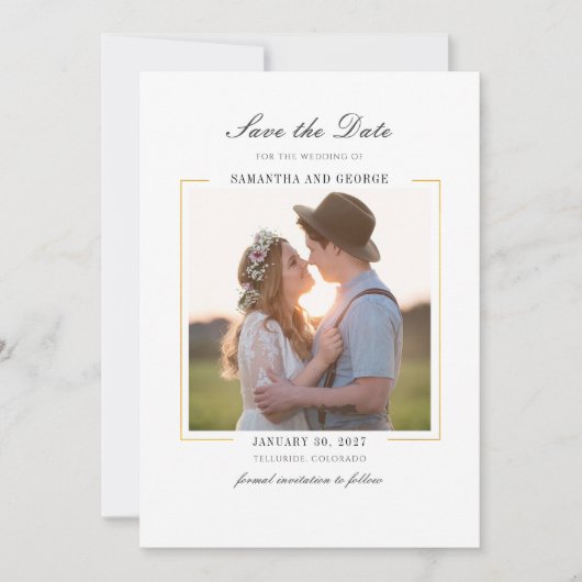 Moderne Foto Chic Elegant Save The Date (Voorkant)