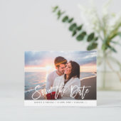 Moderne foto chique stijlvolle bruiloft opslaan va briefkaart (Staand voorkant)