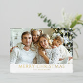 Moderne foto Christmas Gold Folie Feestdagenkaart (Staand Voorkant)