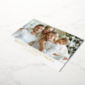 Moderne foto Christmas Gold Folie Feestdagenkaart (Gedraaid)