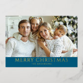 Moderne foto Christmas Gold Folie Feestdagenkaart (Voorkant)