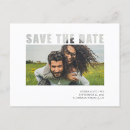 Moderne Foto Clear Typografie White Save the date Aankondigingskaart