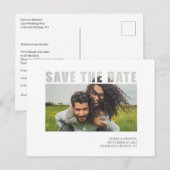Moderne Foto Clear Typografie White Save the date Aankondigingskaart (Voorkant / Achterkant)