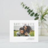 Moderne Foto Clear Typografie White Save the date Aankondigingskaart (Staand voorkant)
