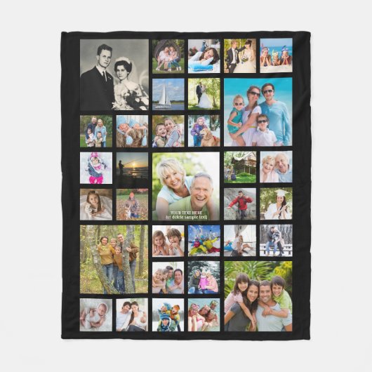 Moderne foto Collage 33 Pics Gepersonaliseerd zwar Fleece Deken (Voorkant)