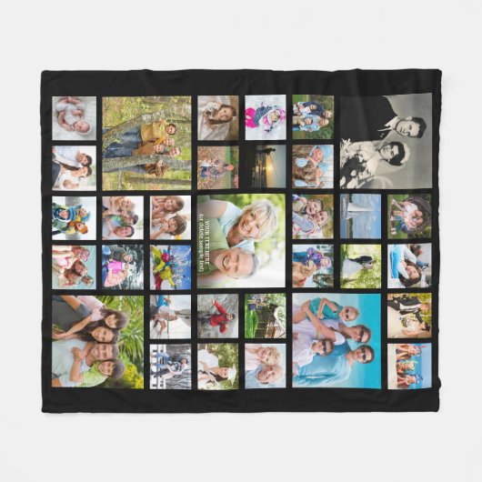 Moderne foto Collage 33 Pics Gepersonaliseerd zwar Fleece Deken (Voorkant (Horizontaal))