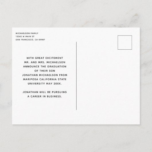 Moderne Foto Collage 3 Afbeeldingen Afstuderen Aankondigingskaart (Achterkant)