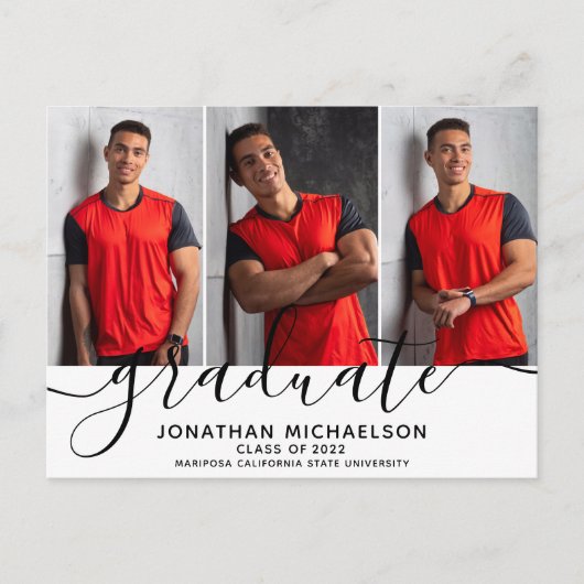 Moderne Foto Collage 3 Afbeeldingen Afstuderen Aankondigingskaart (Voorkant)