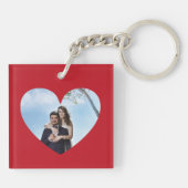 Moderne foto Collage, aangepast rood hart Sleutelhanger (Achterkant)