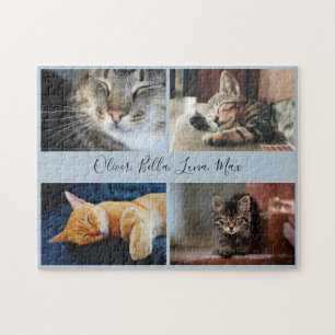 Moderne Foto Collage Aangepaste Script Name Light  Legpuzzel