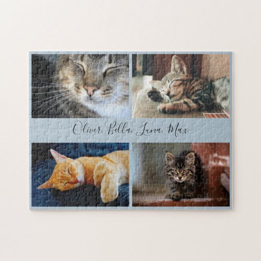 Moderne Foto Collage Aangepaste Script Name Light  Legpuzzel (Horizontaal)