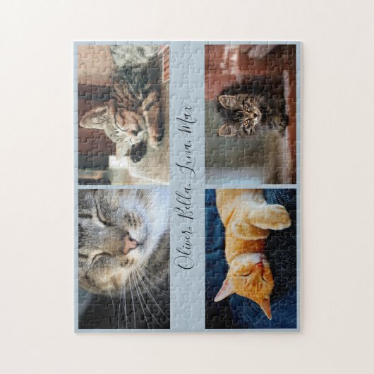 Moderne Foto Collage Aangepaste Script Name Light  Legpuzzel (Verticaal)