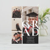 Moderne foto-collage afstudeerfeest uitnodiging (Staand voorkant)