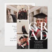 Moderne foto-collage afstudeerfeest uitnodiging (Voorkant / Achterkant)