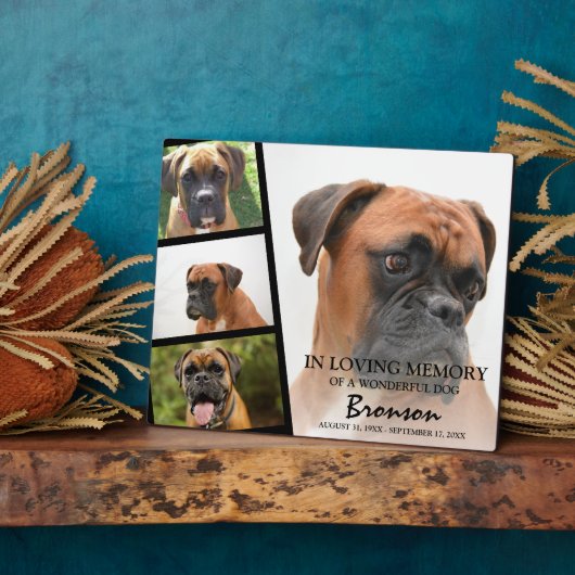 Moderne foto-collage als huisdierherdenking fotoplaat (Zijkant)