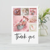 Moderne foto collage Baby geboorte Dank je Aankondiging (Staand voorkant)