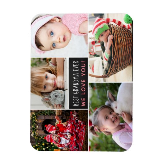 Moderne foto Collage Beste oma Ever Magneet (Verticaal)