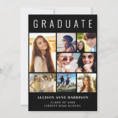 Moderne foto Collage Black Afstuderen Aankondiging (Voorkant)