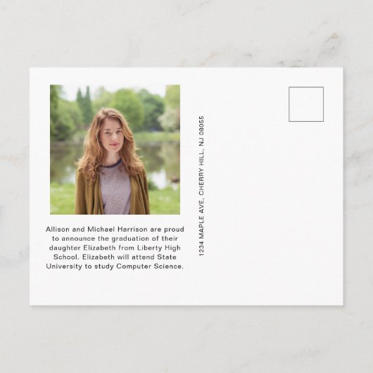 Moderne foto Collage Black Afstuderen Aankondigingskaart (Achterkant)