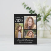 Moderne foto Collage Black Afstuderen Aankondigingskaart (Staand voorkant)