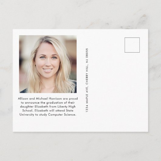 Moderne foto Collage Black Afstuderen Aankondigingskaart (Achterkant)