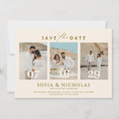 Moderne foto-collage Boho-bruiloft Save The Date (Voorkant)