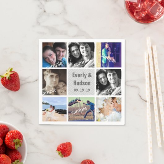 Moderne foto collage bruiloft servetten (Insitu)