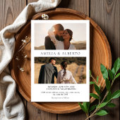 Moderne foto collage bruiloft uitnodiging