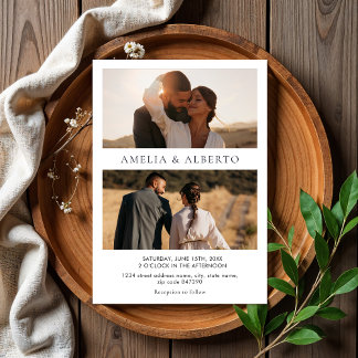 Moderne foto collage bruiloft uitnodiging