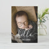 Moderne Foto Collage Custom Newborn Baby Boy Aankondiging (Staand voorkant)