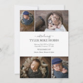 Moderne Foto Collage Custom Newborn Baby Boy Aankondiging (Achterkant)