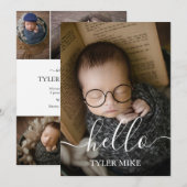 Moderne Foto Collage Custom Newborn Baby Boy Aankondiging (Voorkant / Achterkant)