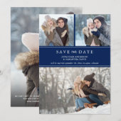 Moderne foto Collage Donk Blue Save our Date Save The Date (Voorkant / Achterkant)