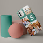 Moderne foto-collage, felgroen initiaal monogram Case-Mate iPhone 14 hoesje<br><div class="desc">Moderne fotocollage helder groen initiaal monogram ontwerp. Een modern design met meerdere foto's. Verander de kleur om aan te passen. Een deel van een collectie.</div>