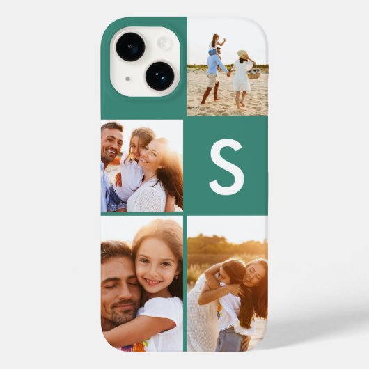 Moderne foto-collage, felgroen initiaal monogram Case-Mate iPhone case (Achterkant)