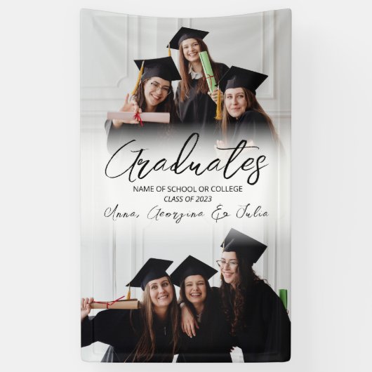 Moderne Foto Collage Friends Graduation Party Spandoek (Verticaal)