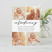 Moderne foto-collage geboorte aankondiging (Staand voorkant)