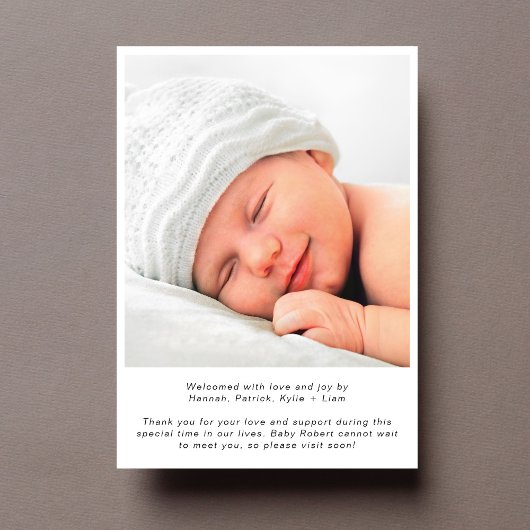 Moderne foto-collage geboorte aankondiging