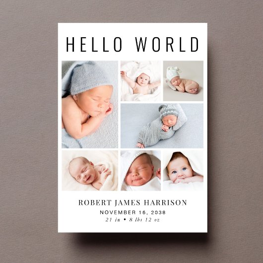 Moderne foto-collage geboorte aankondiging