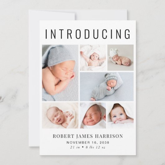 Moderne foto-collage geboorte aankondiging (Voorkant)
