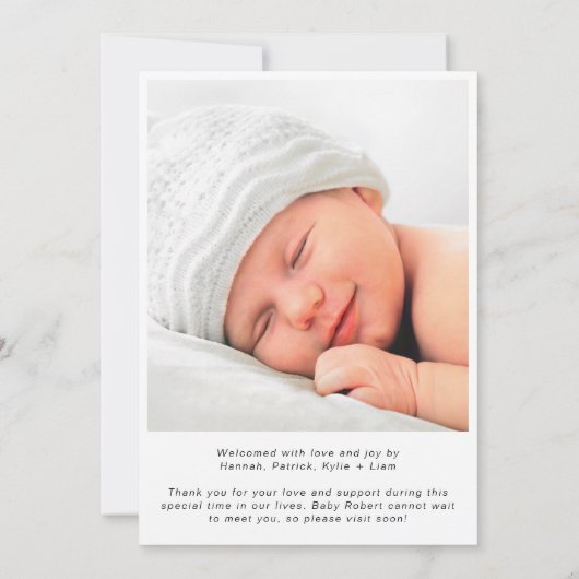 Moderne foto-collage geboorte aankondiging (Achterkant)