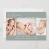 Moderne foto-collage geboorte aankondiging (Voorkant)