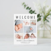 Moderne foto-collage geboorte aankondigingskaart (Staand voorkant)