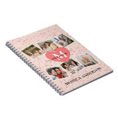 Moderne foto Collage Girly Pink Monogram naam Notitieboek (Rechterzijde)