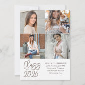 Moderne foto collage Grad Zilver Script Afstuderen Kaart (Achterkant)